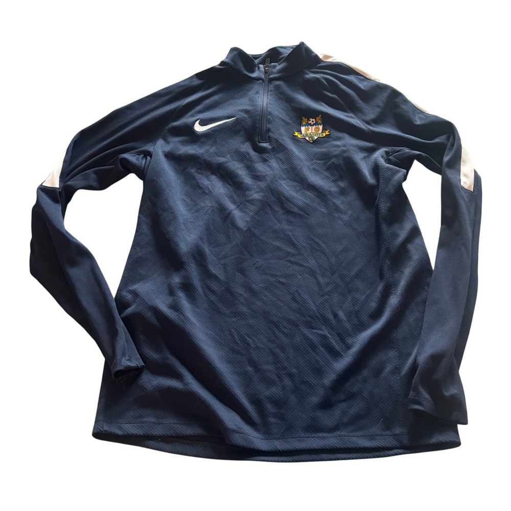 Nike FC Sarasota Dri-FIT Quarter Zip Soccer Training Top Navy Blue Mens Medium